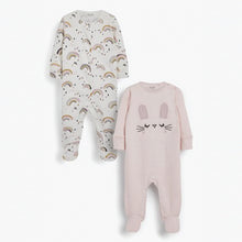 Load image into Gallery viewer, Pink Bunny 2 Pack Sleepsuits (0mths-18mths) - Allsport
