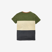 Load image into Gallery viewer, Khaki Green Colourblock Short Sleeve Pique T-Shirt (3-12yrs) - Allsport
