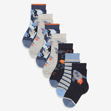Load image into Gallery viewer, Blue 7 Pack Rocket Cotton Rich Socks - Allsport
