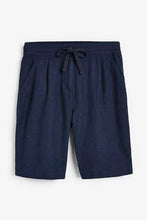 Load image into Gallery viewer, Navy Linen Blend Knee Shorts - Allsport
