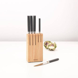 Brabantia Wooden Knife Block with 5 Profile Knives - Allsport
