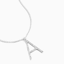 Load image into Gallery viewer, Silver Tone Pavé Initial Necklace
