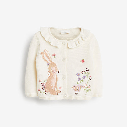 Ecru White Embroidered Baby Cardigan (0mths-18mths) - Allsport