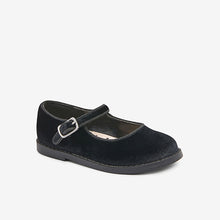Load image into Gallery viewer, Black Velour Mary Jane Shoes (Younger Girls) - Allsport

