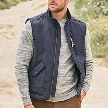 Load image into Gallery viewer, Navy Shower Resistant Diamond Quilted Gilet - Allsport
