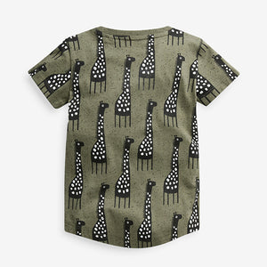 Khaki Giraffe All Over Printed T-Shirt (3mths-4yrs) - Allsport