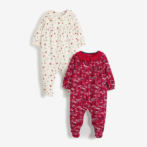 2 Pack Red Smart Baby Sleepsuits (0mths-18mths) - Allsport
