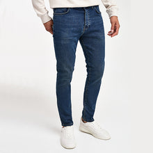 Load image into Gallery viewer, Mid Blue Tinted Skinny Fit Premium Textured Jeans - Allsport
