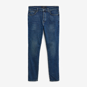 Mid Blue Tinted Skinny Fit Premium Textured Jeans - Allsport