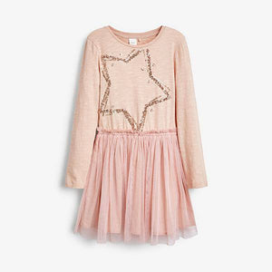 Pink Sequin Star Tulle Skirt Dress - Allsport