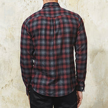 Load image into Gallery viewer, Red Ombre  Brushed Flannel Check Long Sleeve Shirt
