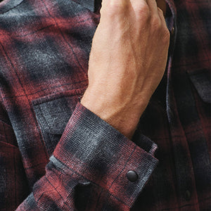 Red Ombre  Brushed Flannel Check Long Sleeve Shirt