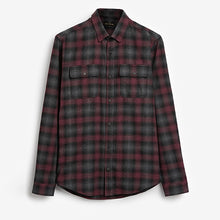 Load image into Gallery viewer, Red Ombre  Brushed Flannel Check Long Sleeve Shirt
