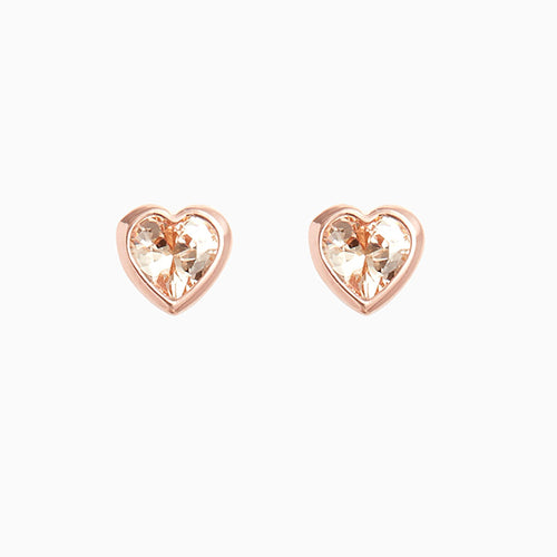 Rose Gold Sterling Silver Delicate Heart Stud Earrings - Allsport