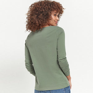Green Khaki Long Sleeve Top