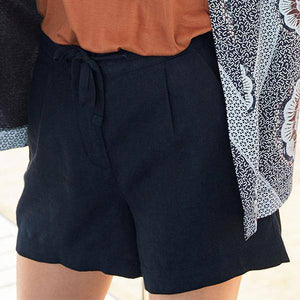 Navy Linen Blend Shorts - Allsport