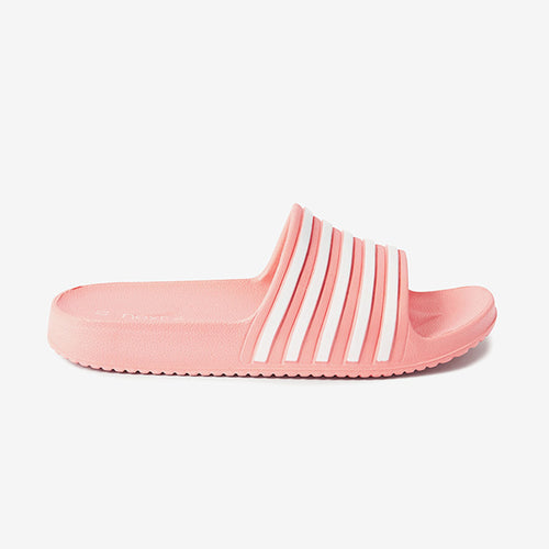 Peach Pink Stripe Sliders (Older Girls) - Allsport