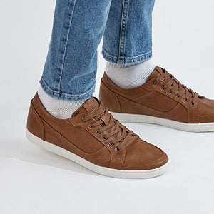 Brown Tan Perforated Trainers