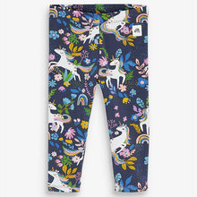 Load image into Gallery viewer, Navy Unicorn Printed Leggings (3mths-5yrs) - Allsport
