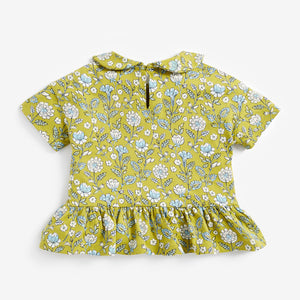 Green Floral Organic Cotton Collar Top (3mths-6yrs) - Allsport