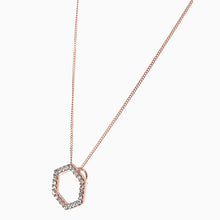Load image into Gallery viewer, Sterling Silver Rose Gold Plated Pavé Hexagon Necklace - Allsport
