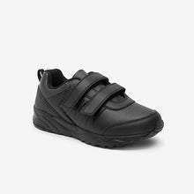 Load image into Gallery viewer, Black Leather Strap Touch Fastening Trainers (Older Boys)

