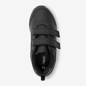 Black Leather Strap Touch Fastening Trainers (Older Boys)