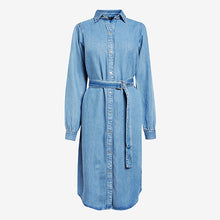 Load image into Gallery viewer, Mid Blue TENCEL™ Blend Belted Shirt Dress - Allsport
