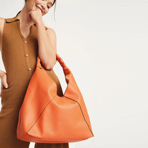 Orange Plaited Handle Hobo Bag - Allsport