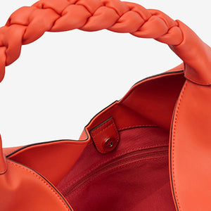 Orange Plaited Handle Hobo Bag - Allsport