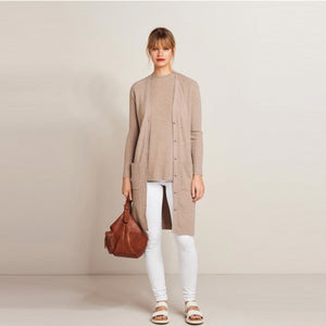 Neutral Co-ord Long Rib Cardigan - Allsport