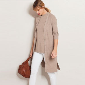 Neutral Co-ord Long Rib Cardigan - Allsport