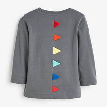 Load image into Gallery viewer, Grey Long Sleeve Rainbow Spikes Dino Jersey T-Shirt (3mths-3yrs) - Allsport
