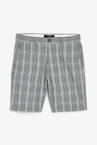 Grey Check Straight Fit Chino Shorts - Allsport