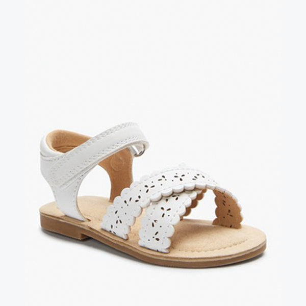 White Scallop Sandals (Younger Girls)