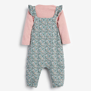 Green Floral  Ditsy Baby Dungarees (0mths-2yrs)