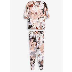 Floral Print Cotton Short Sleeve Pyjamas - Allsport
