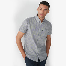 Load image into Gallery viewer, Olive/Navy Gingham Regular Fit Short Sleeve Easy Iron Button Down Oxford Shirt - Allsport
