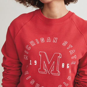 Red Michigan Longline Graphic Sweatshirt - Allsport