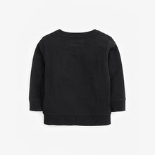 Load image into Gallery viewer, Black Slogan Long Sleeve Crew Neck Top (3mths-5yrs) - Allsport
