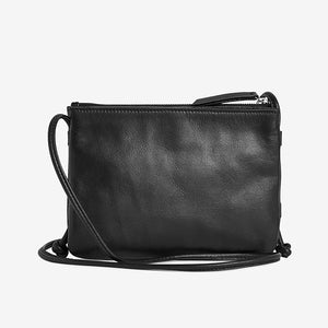 Black Leather Cross-Body Handbag