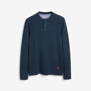 Navy Blue Henley Jumper - Allsport