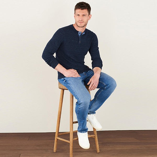 Navy Blue Henley Jumper - Allsport