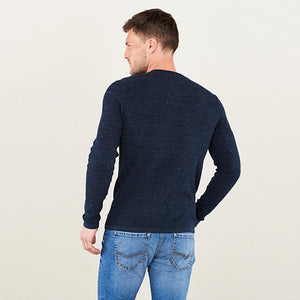 Navy Blue Henley Jumper - Allsport