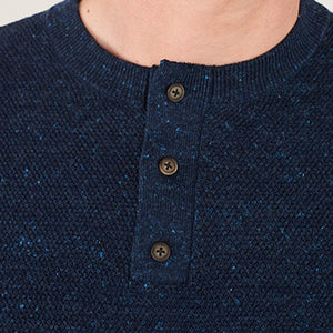 Navy Blue Henley Jumper - Allsport