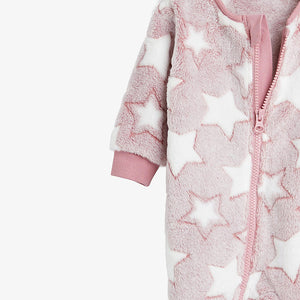 Star Pink Baby Fleece Sleepsuit (0mth - 18mths)