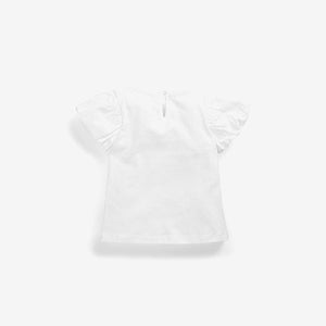 White Ecru Cotton Puff Sleeve T-Shirt (3mths-6yrs) - Allsport
