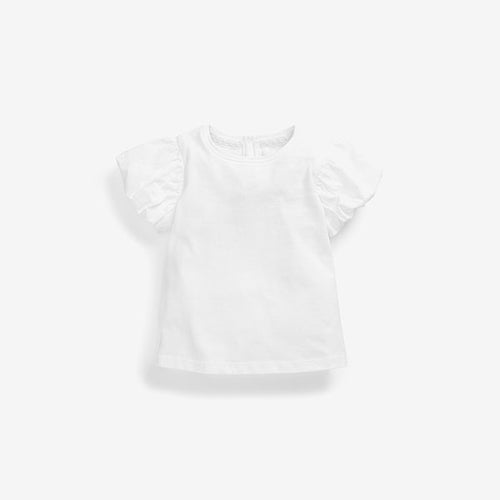 White Ecru Cotton Puff Sleeve T-Shirt (3mths-6yrs) - Allsport