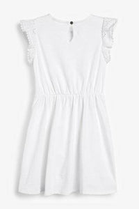 Ecru Jersey Broderie Sleeve Dress - Allsport