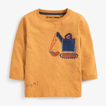 Load image into Gallery viewer, Yellow Digger Long Sleeve Character Pocket T-Shirt (3mths-5yrs) - Allsport
